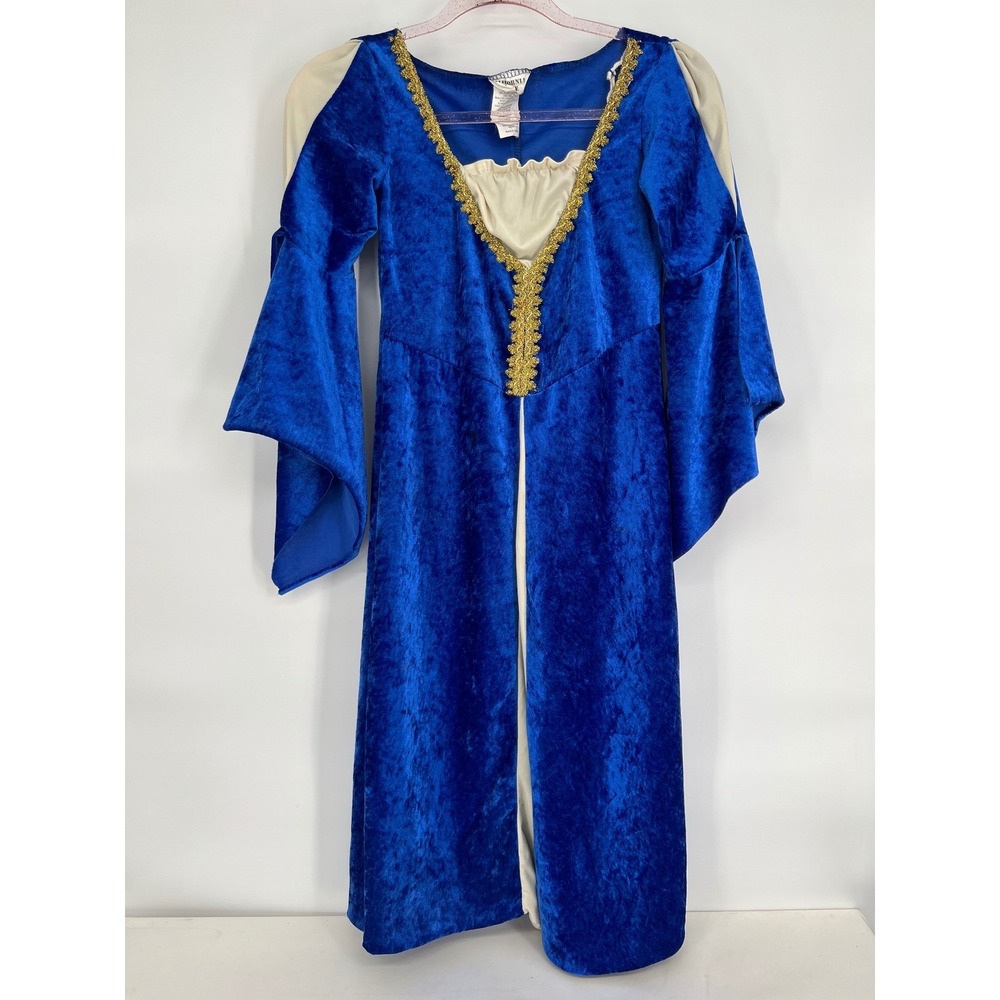 California‎ Costume Regal Princess Dress Blue Velvet Gold Trim Child Medium